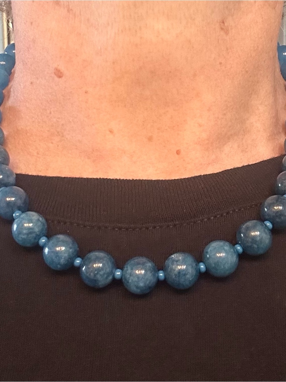 Handmade Blue Beaded Statement Necklace
